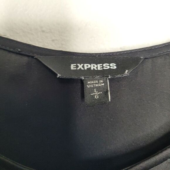 Express black satin twist front office siren classic workwear size large - Picture 3 of 9